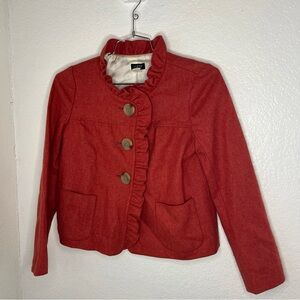 J. Crew Womens Coat Brick Orange  Color Wool Herringbone  Fiona Jacket Size 4